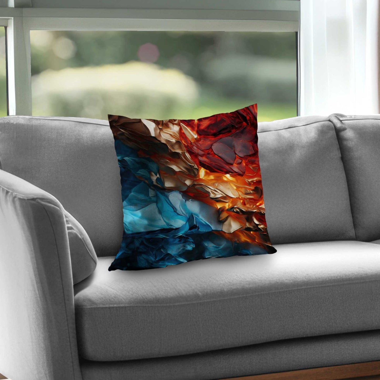 Coussin décoratif en sergé de polyester à contraste minéral - Accessoire de décoration intérieure