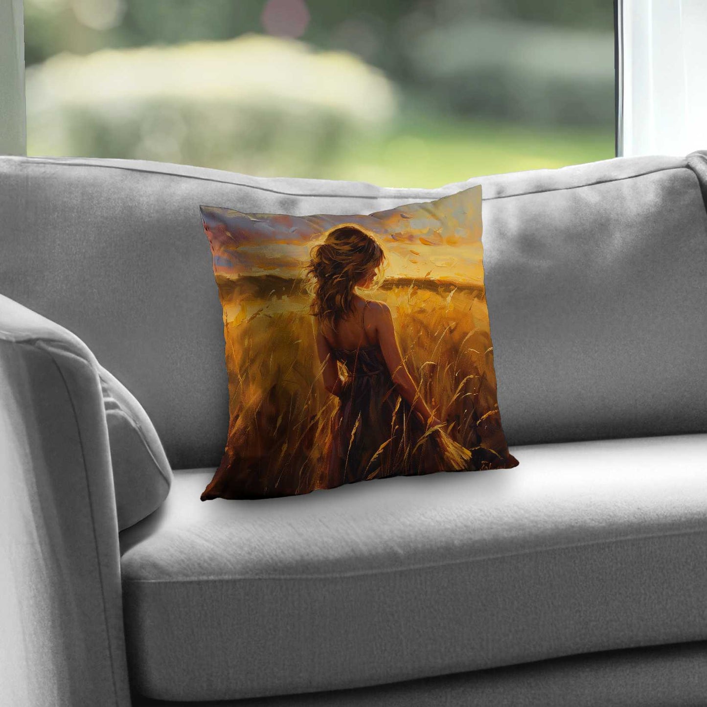 Warm Field Poly Twill Throw Pillow - Cozy Home Decor Accent