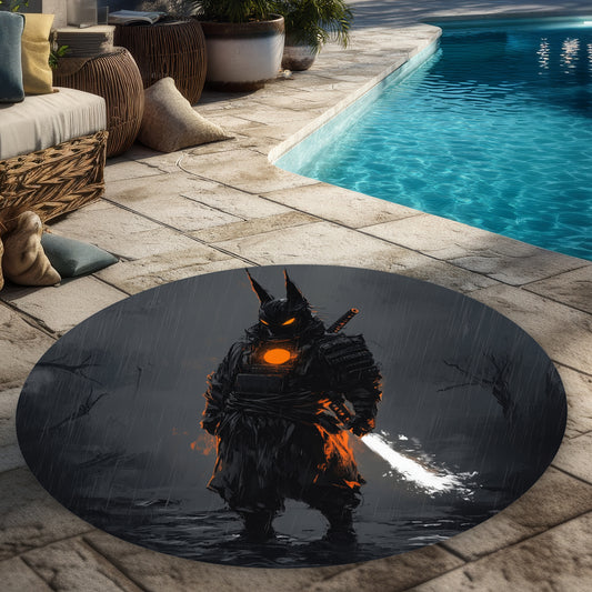 Blazing Orange Round Outdoor Area Rug for Home Decor