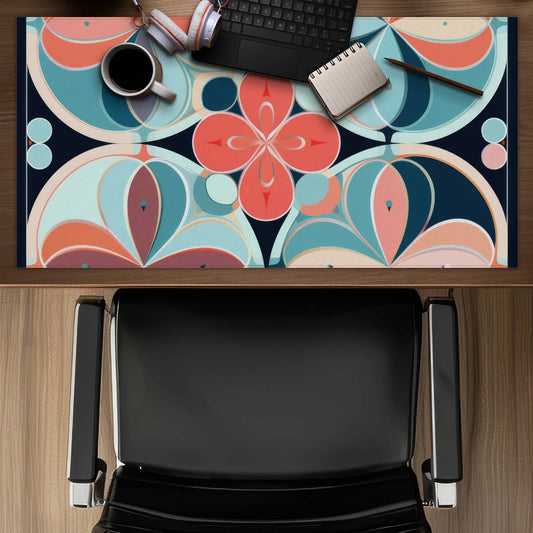 Pastel Mandala Black Desk Mat - Stylish Home Decor Accessory