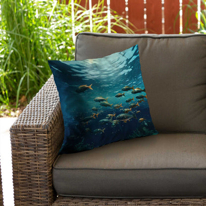 Shallow Swim Blue Poly Twill Throw Pillow Insert | Decor