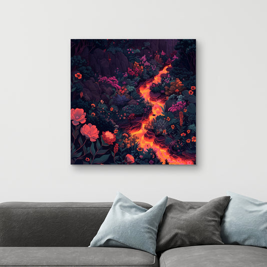 Flowing magma - Black canvas home decor art piece
