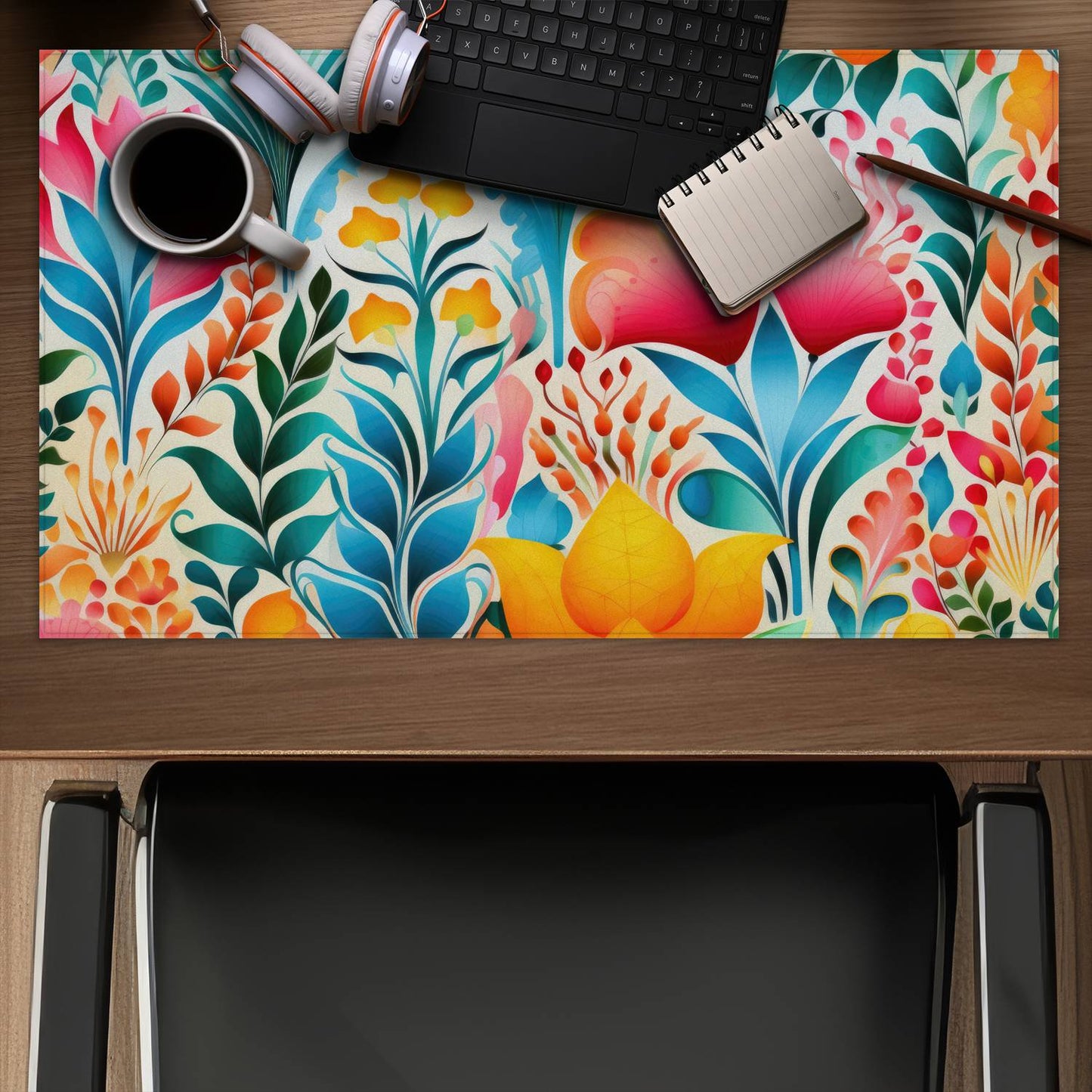 Flowing flowers - Desk mat - Print on demand