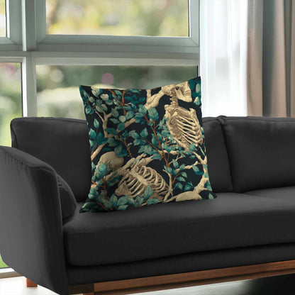 Sticks and Skulls Poly Twill Throw Pillow - Home Decor