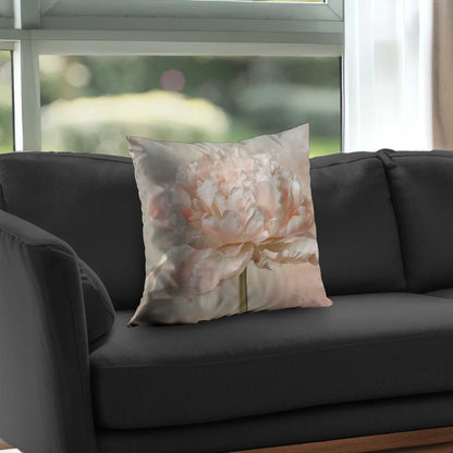 Peony Poly Twill Throw Pillow - Elegant Home Decor Accent