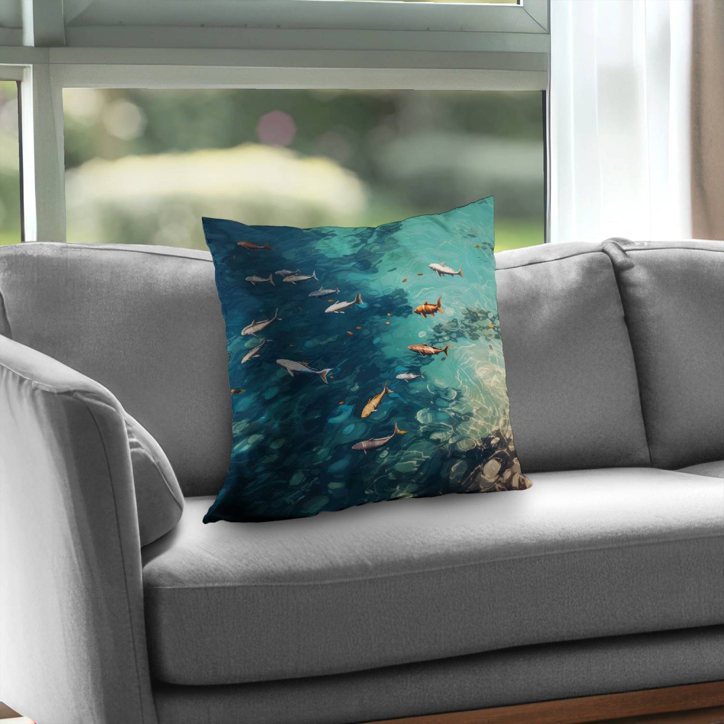 Swim ahead - Throw pillow - Print on demand