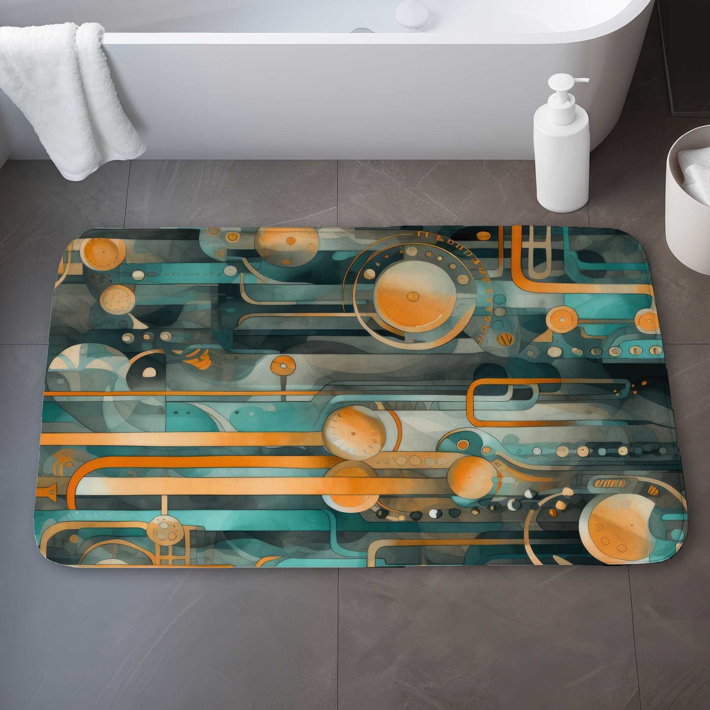 Astrological Machinery Bath Mat | Stylish Home Decor Rug