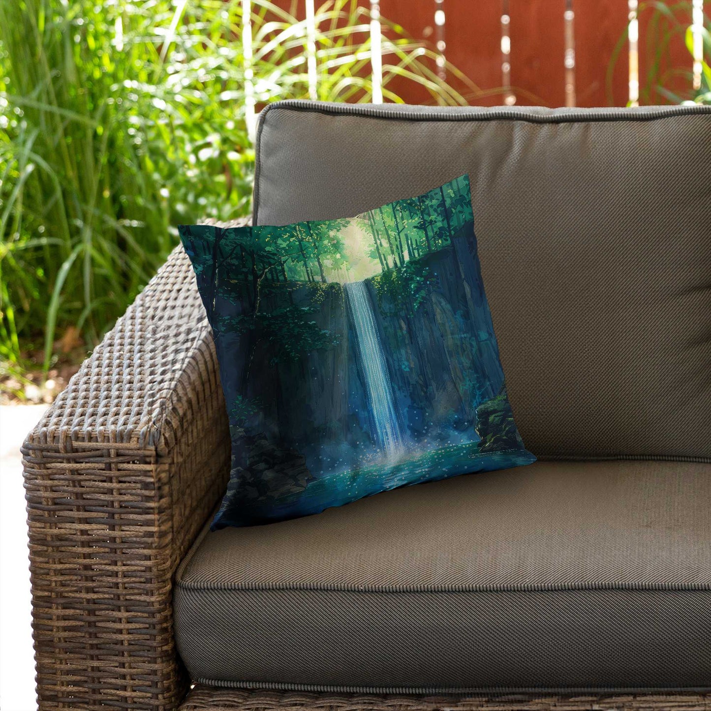 Coussin décoratif en sergé de polyester effet cascade - Décoration élégante pour la maison