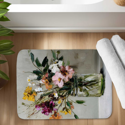 Tapis de bain nature morte | Tapis élégant pour la décoration de salle de bain