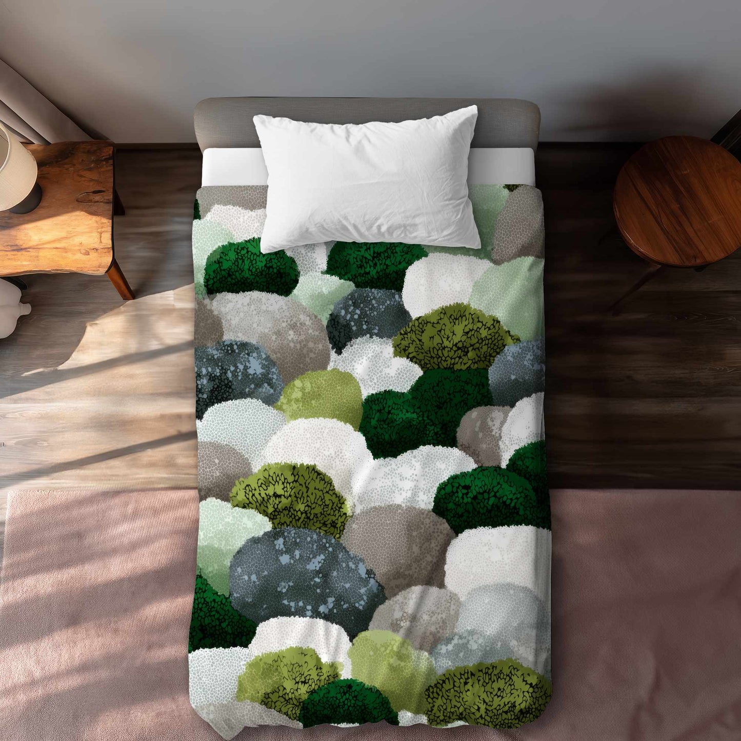 Housse de couette en galets moussus | Linge de lit décoratif et confortable