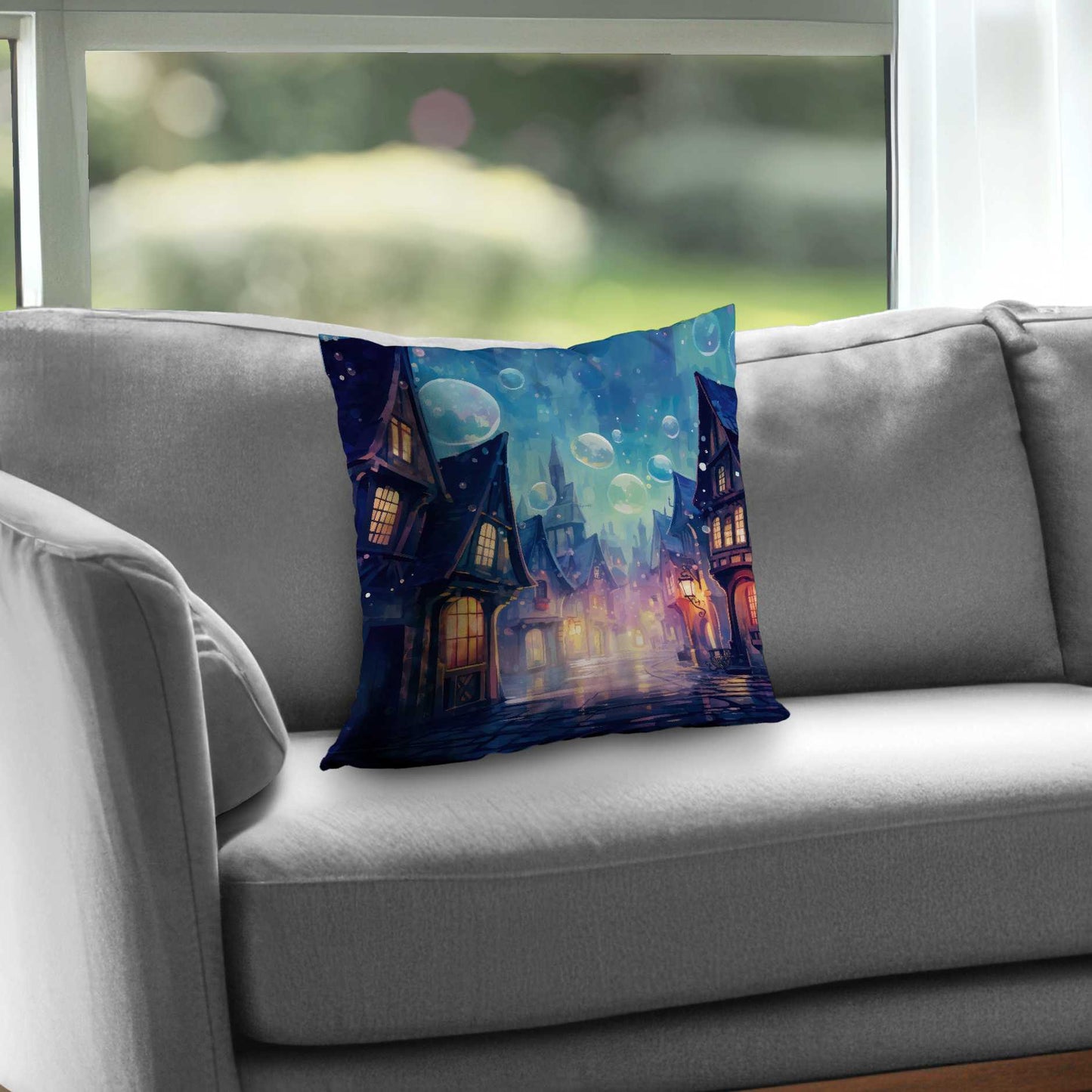 Coussin décoratif Bubble ville en sergé de polyester - Décoration d'intérieur élégante