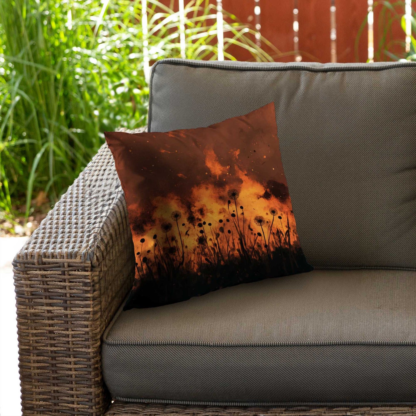 Ablaze Poly Twill Throw Pillow - Stylish Home Decor Accent