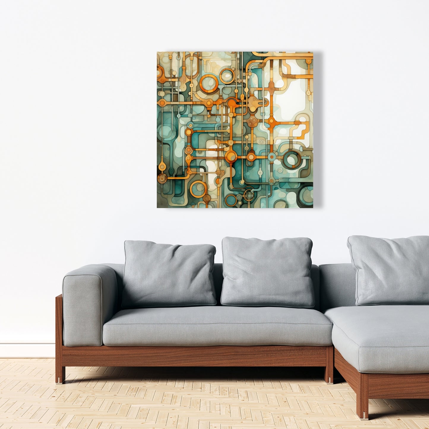 Turns and bends - Turquoise Canvas for Home Decor | Art