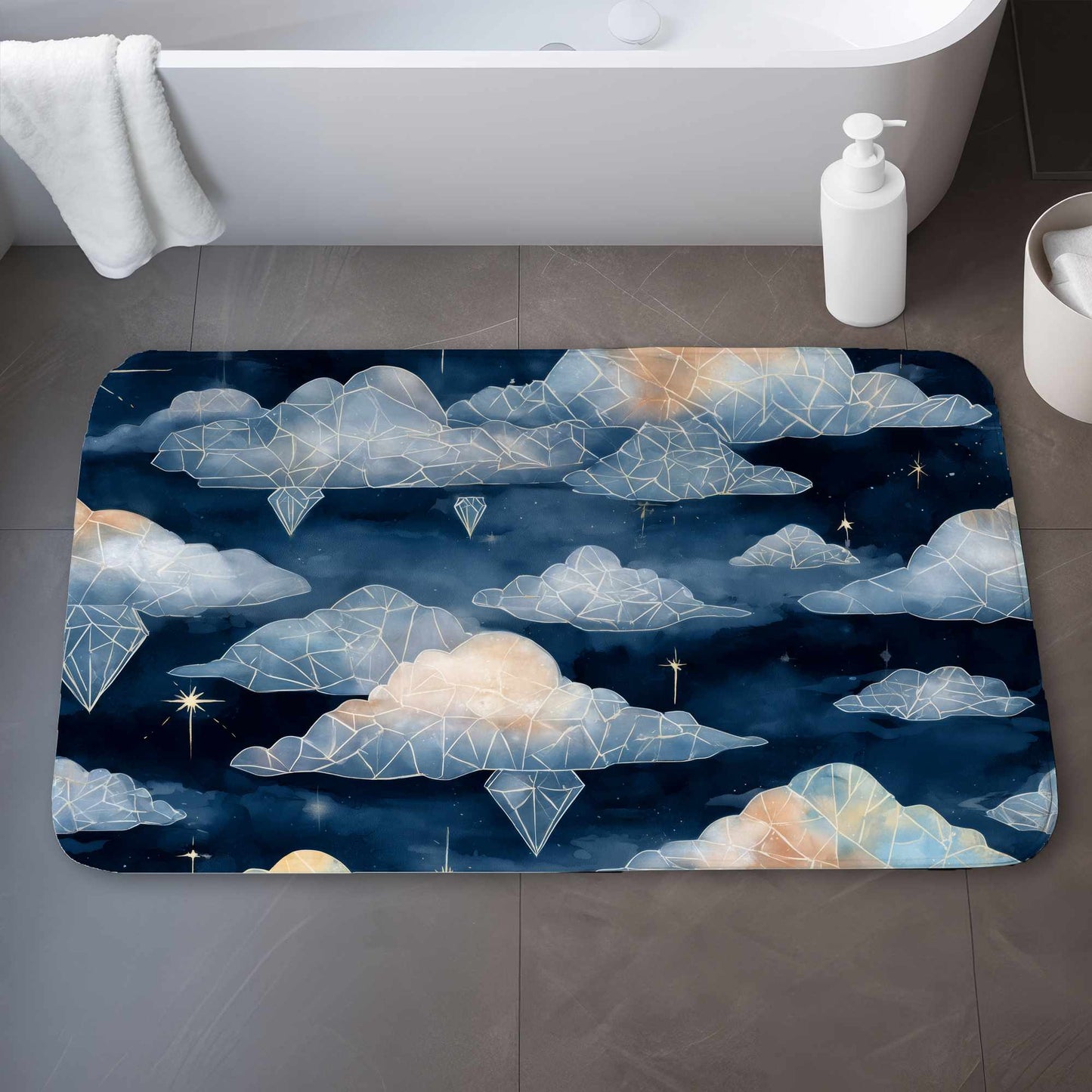 Tapis de bain Nuages de cristaux célestes | Tapis doux de décoration intérieure