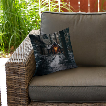 The lone cabin - White poly twill throw pillow insert | Home Decor