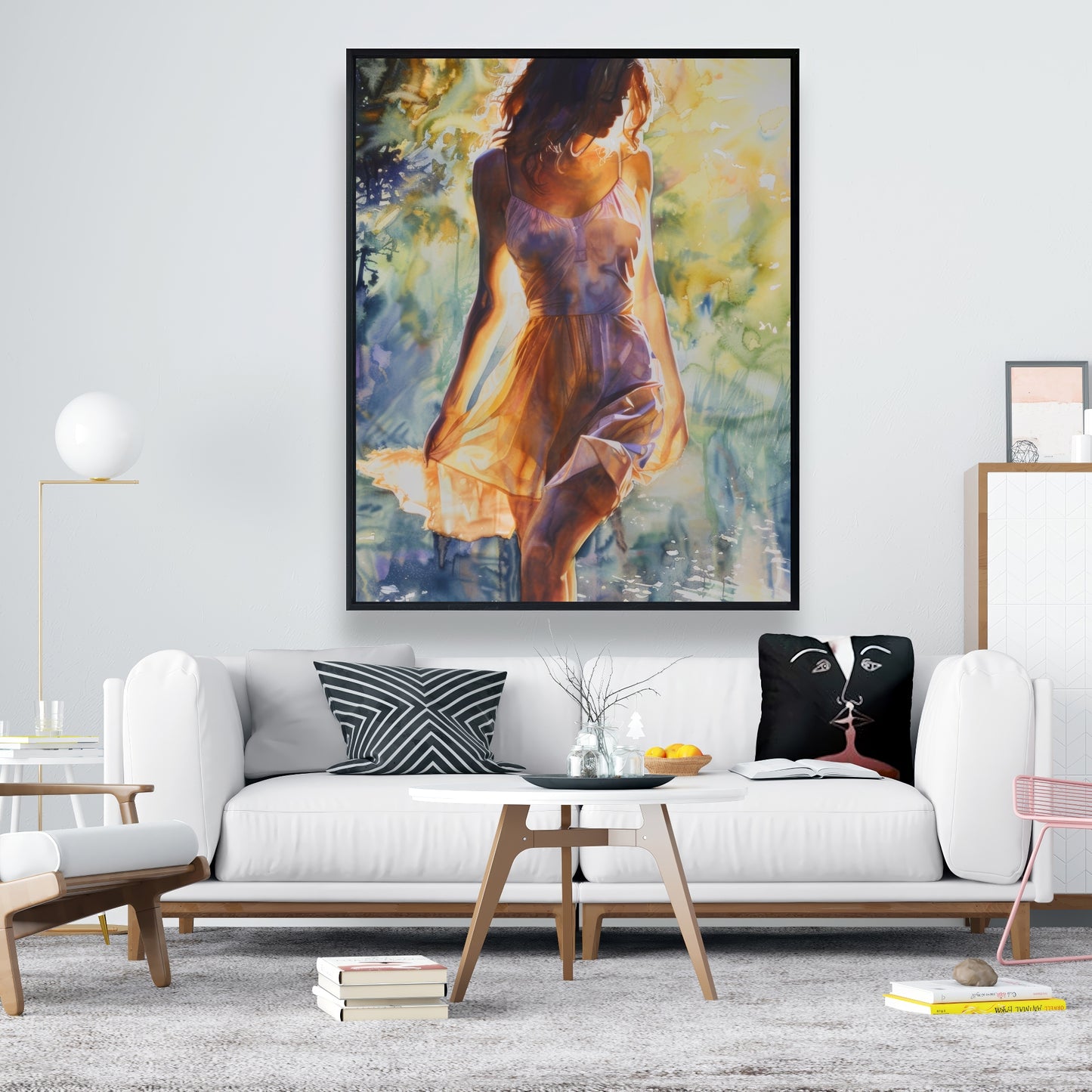 Out of the Water - Blue Framed Canvas for Home Decor