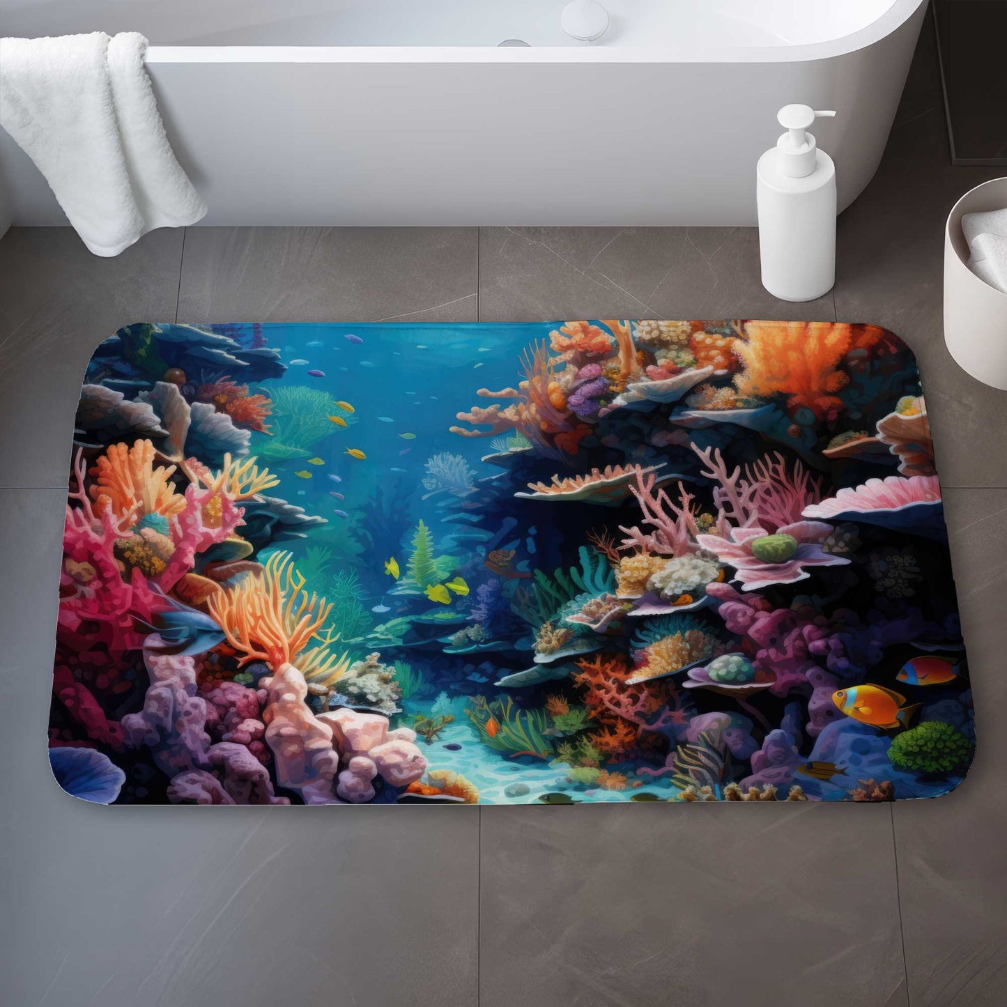 Coral Red Bath Mat - Stylish Home Decor for Every Bathroom