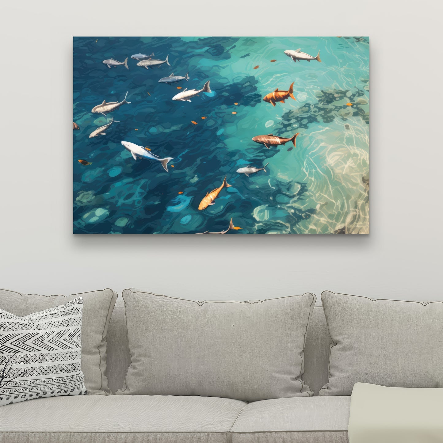 Swim Ahead - Beige Canvas Home Decor for Stylish Interiors