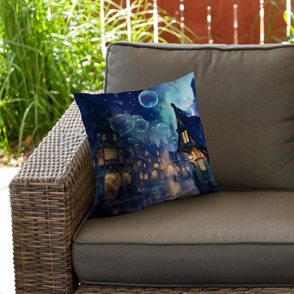 Floating through Beige Poly Twill Throw Pillow - Home Decor