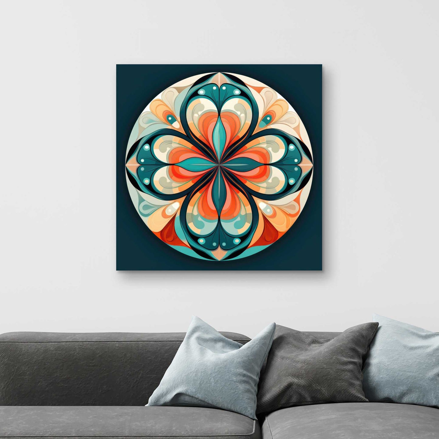 Peaceful Mandala - White Canvas Home Decor Art Piece