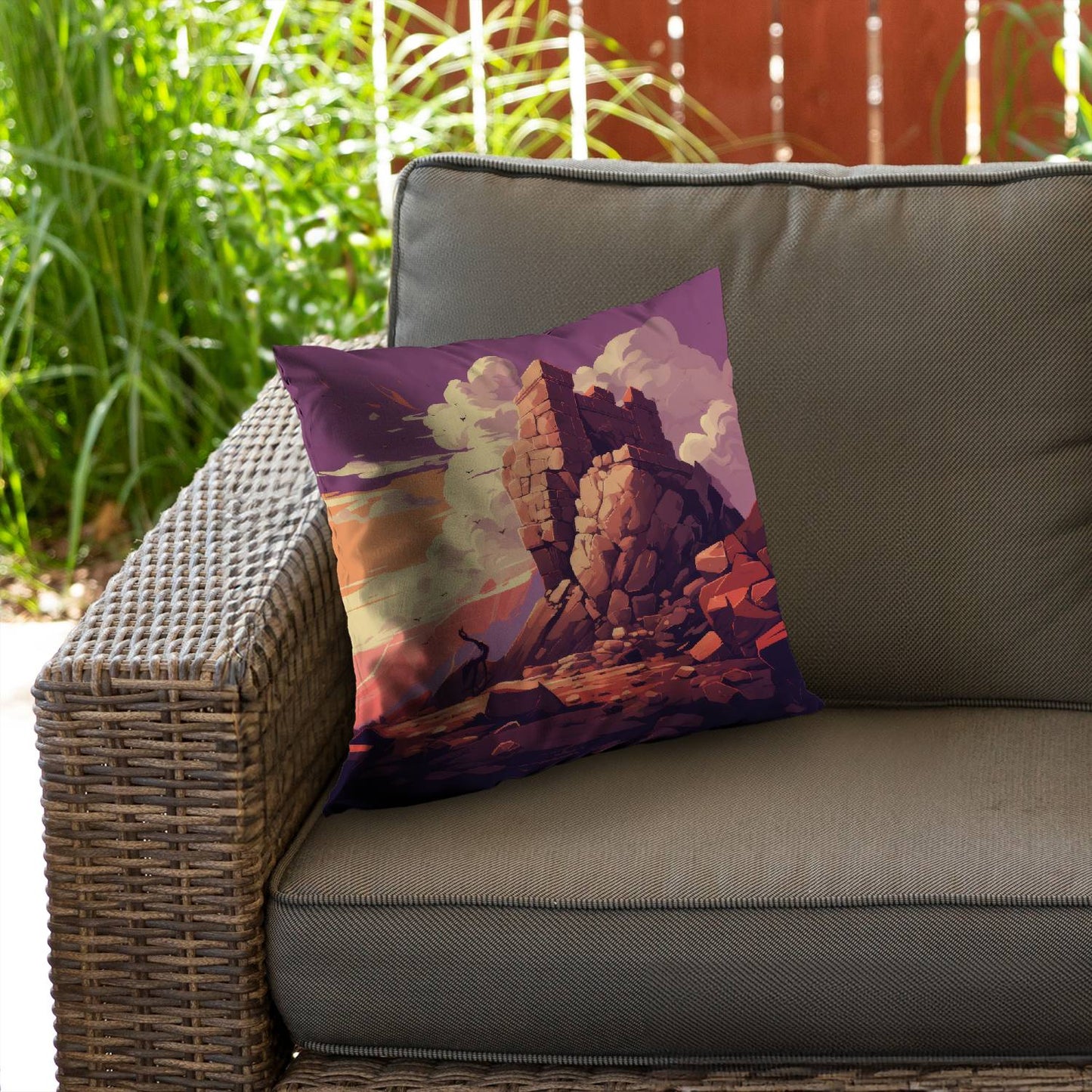 Standing above - Throw pillow - Print on demand