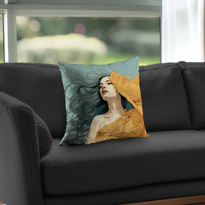 Coussin décoratif en sergé de polyester à motif fluide et sensuel - Décoration élégante pour la maison