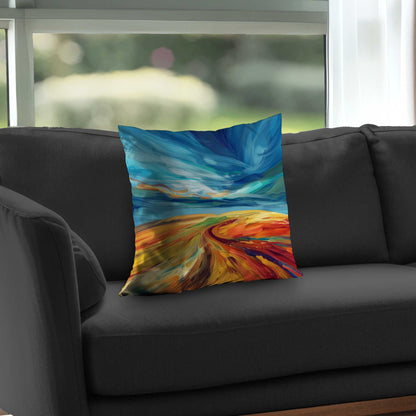Land flow Yellow Poly Twill Throw Pillow - Home Decor Insert