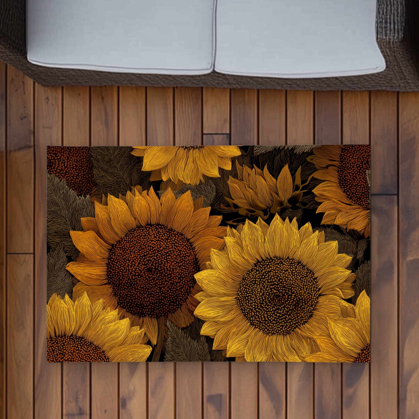 Tapis d'extérieur Golden Glow Blooms | Tapis de décoration élégant