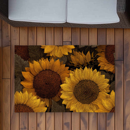 Tapis d'extérieur Golden Glow Blooms | Tapis de décoration élégant