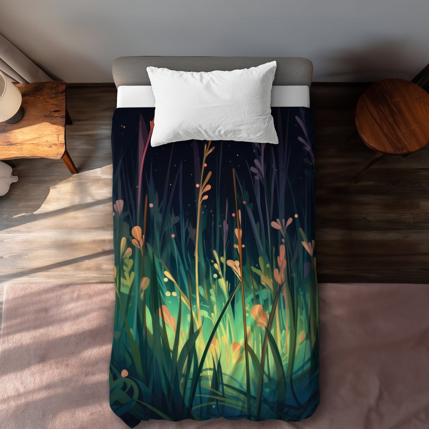 Between Twigs Green Duvet Cover - Eco-Friendly Home Decor