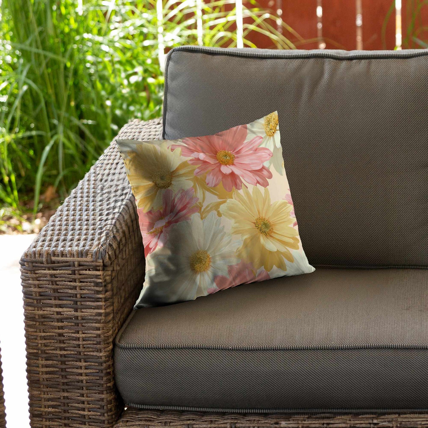 Sunlit Daisy Dream Poly Twill Throw Pillow - Home Decor
