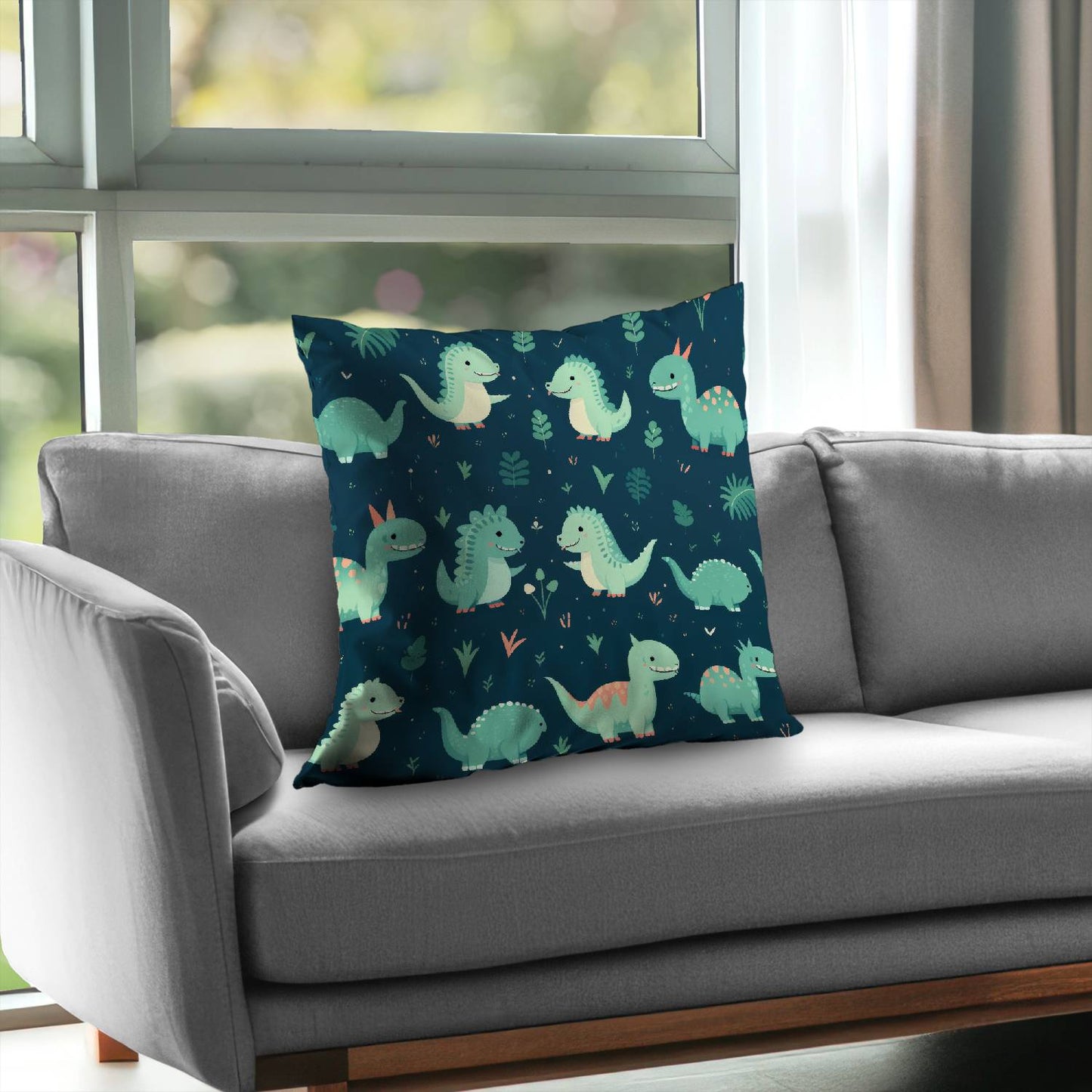 Happy dinosaurs - Throw pillow - Print on demand