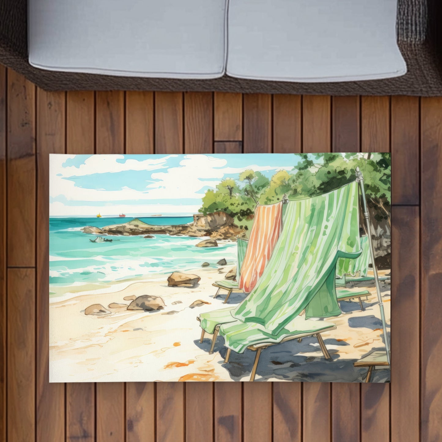 Beach Calm Beige Outdoor Area Rug | Home Decor Essential