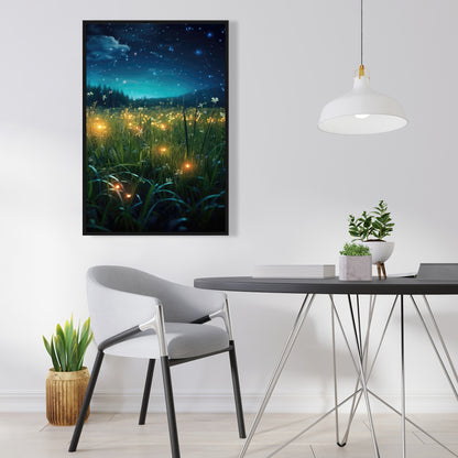Fireflies at night - 36"x36" Framed canvas