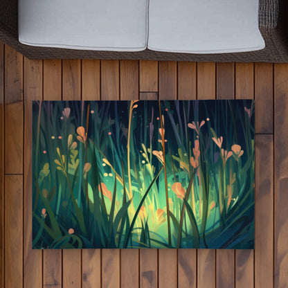 Between Twigs Turquoise Outdoor Area Rug for Home Decor