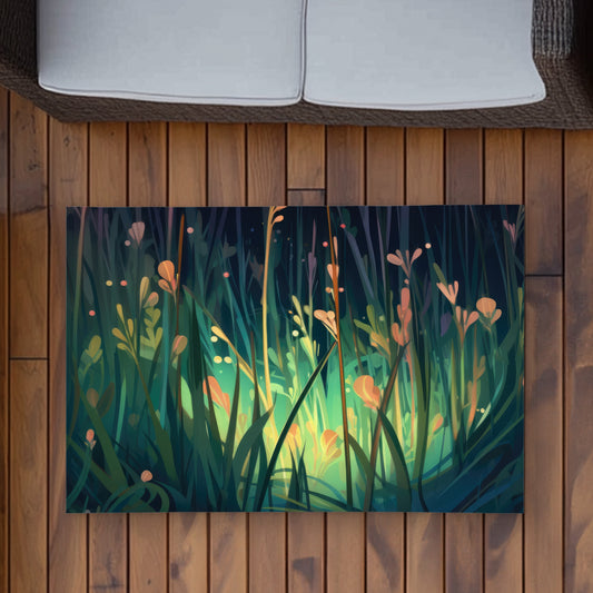 Between Twigs Turquoise Outdoor Area Rug for Home Decor