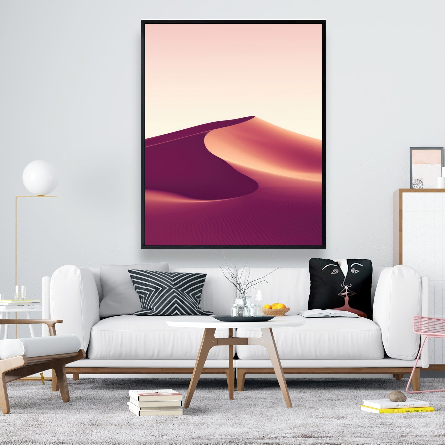 Setting Sands - Pink Framed Canvas for Home Decor | Art