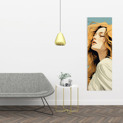 Flowing Hair - Turquoise Canvas Wall Art for Home Decor
