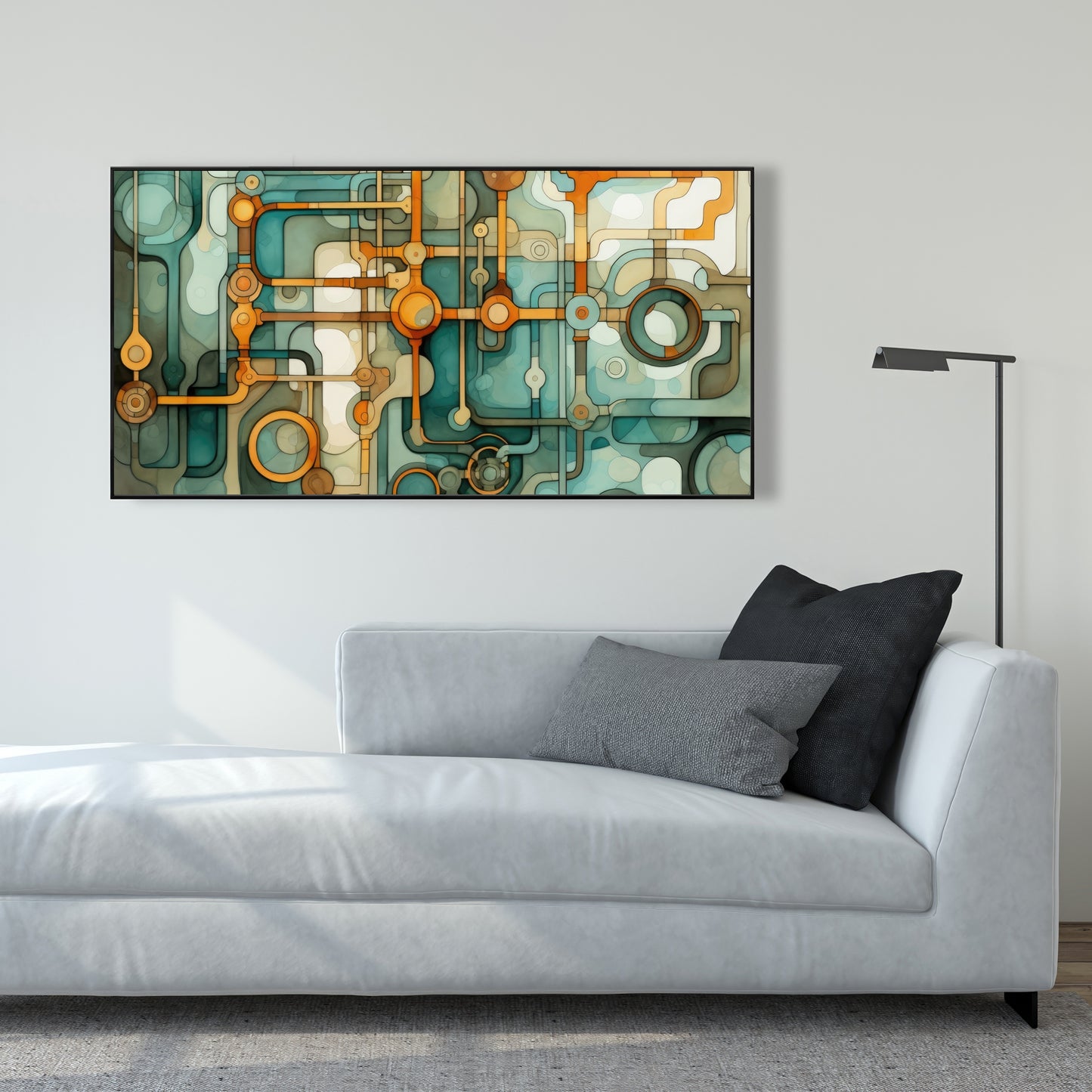 Turns and bends - Framed Canvas - Print on demand