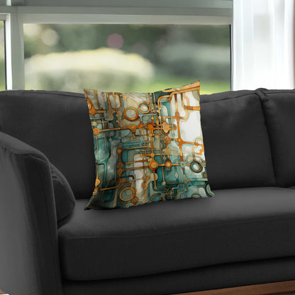 Turns and bends Turquoise Poly Twill Throw Pillow | Decor