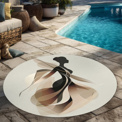 Tapis d'extérieur rond de silhouette élégante pour la décoration intérieure
