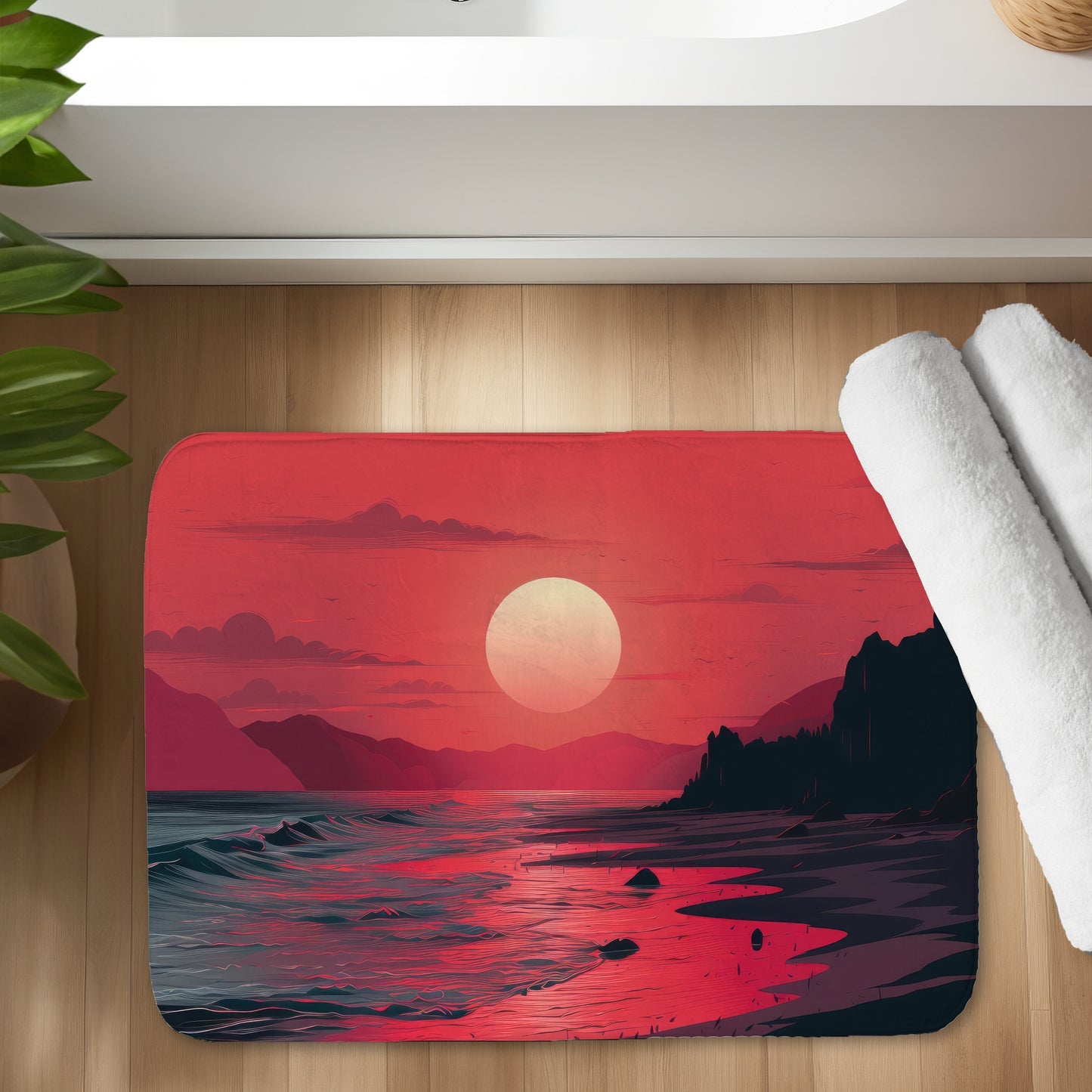 Red sky - 17"x24" Bath mat