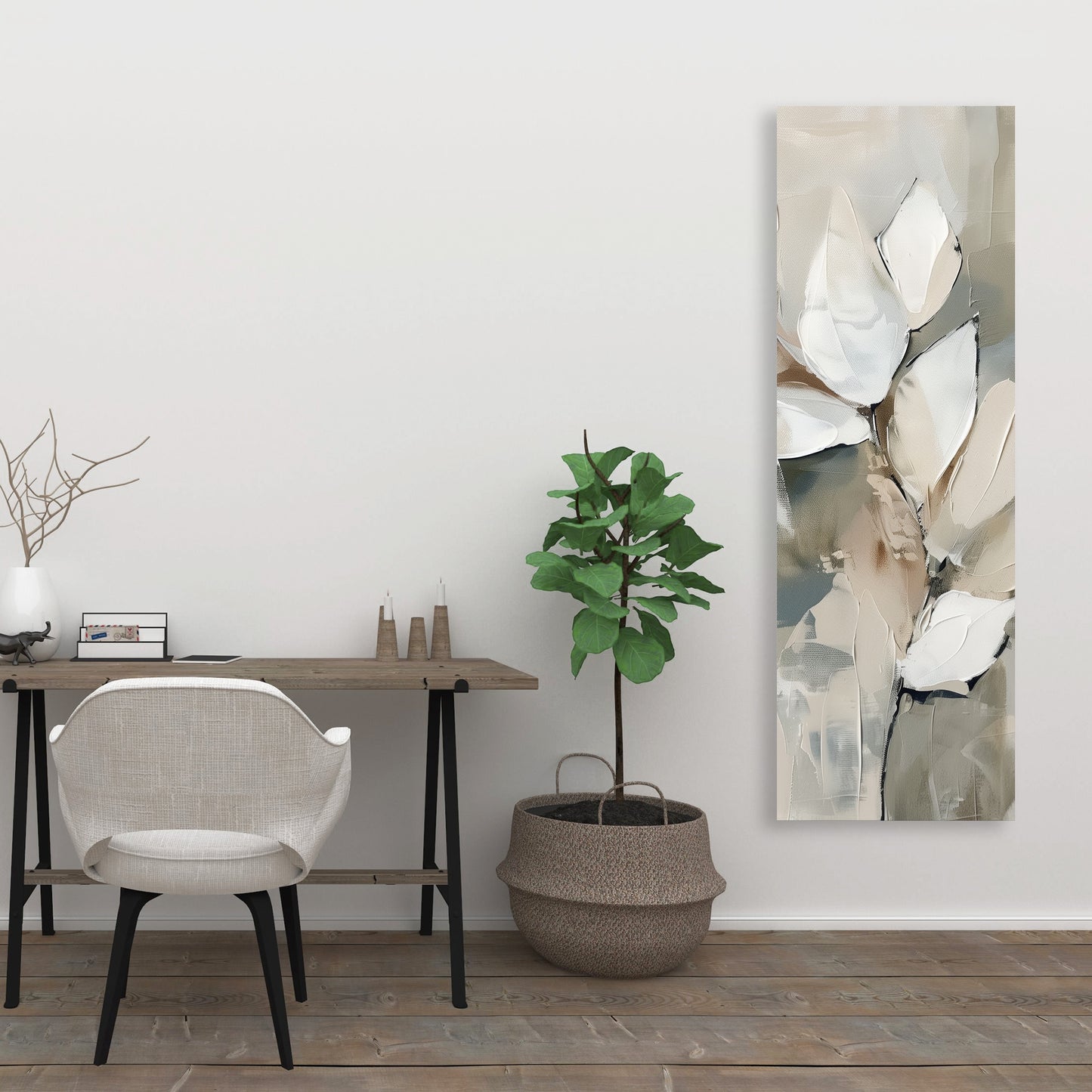 Leaf Beige Canvas - Elegant Home Decor Accent | Stylish Art