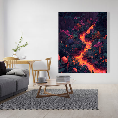 Flowing magma - Black canvas home decor art piece