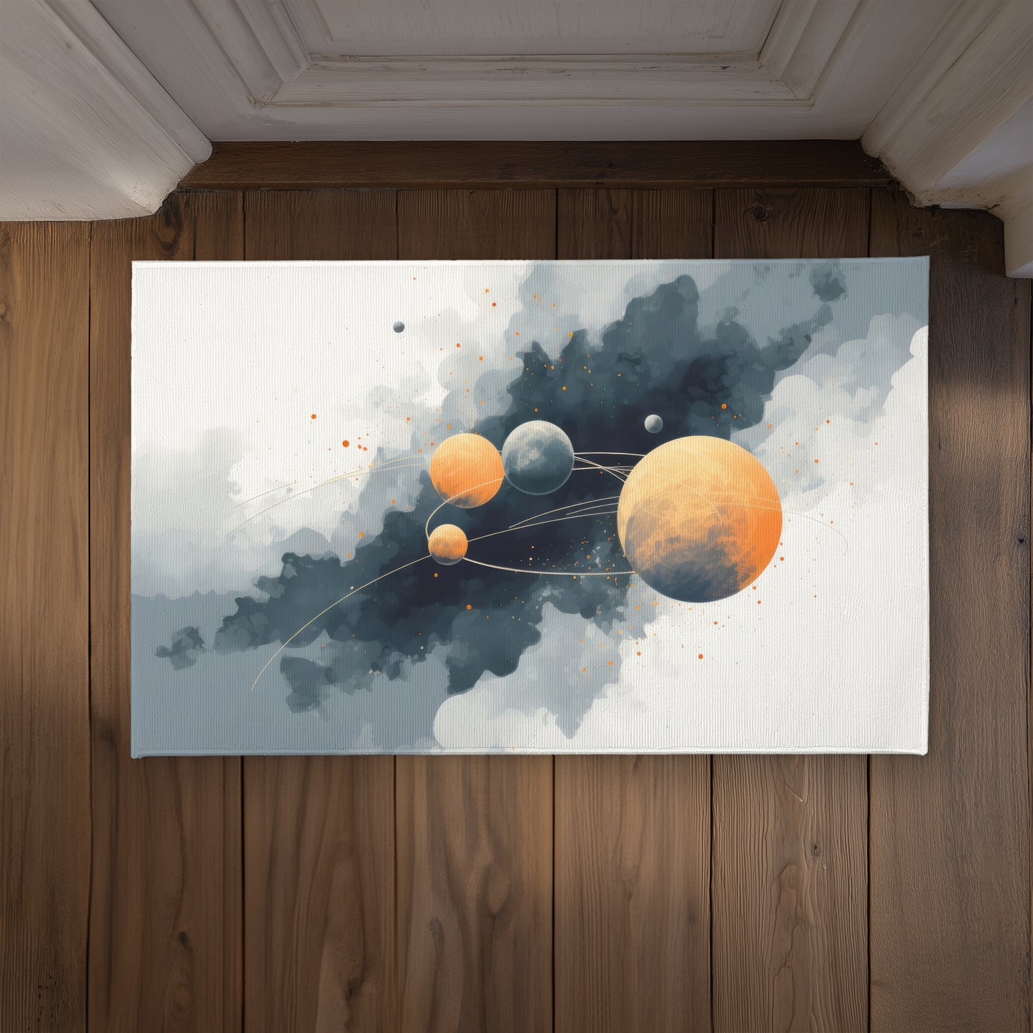 Circle of Planets White Indoor Outdoor Door Mat - Home Decor
