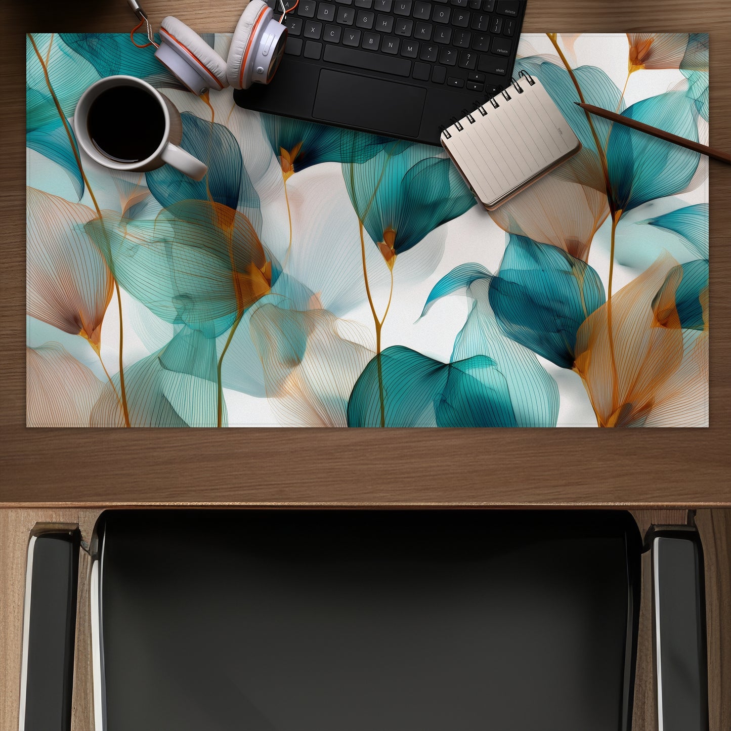 Teal and Brown Gold Desk Mat | Stylish Home Decor Accessory