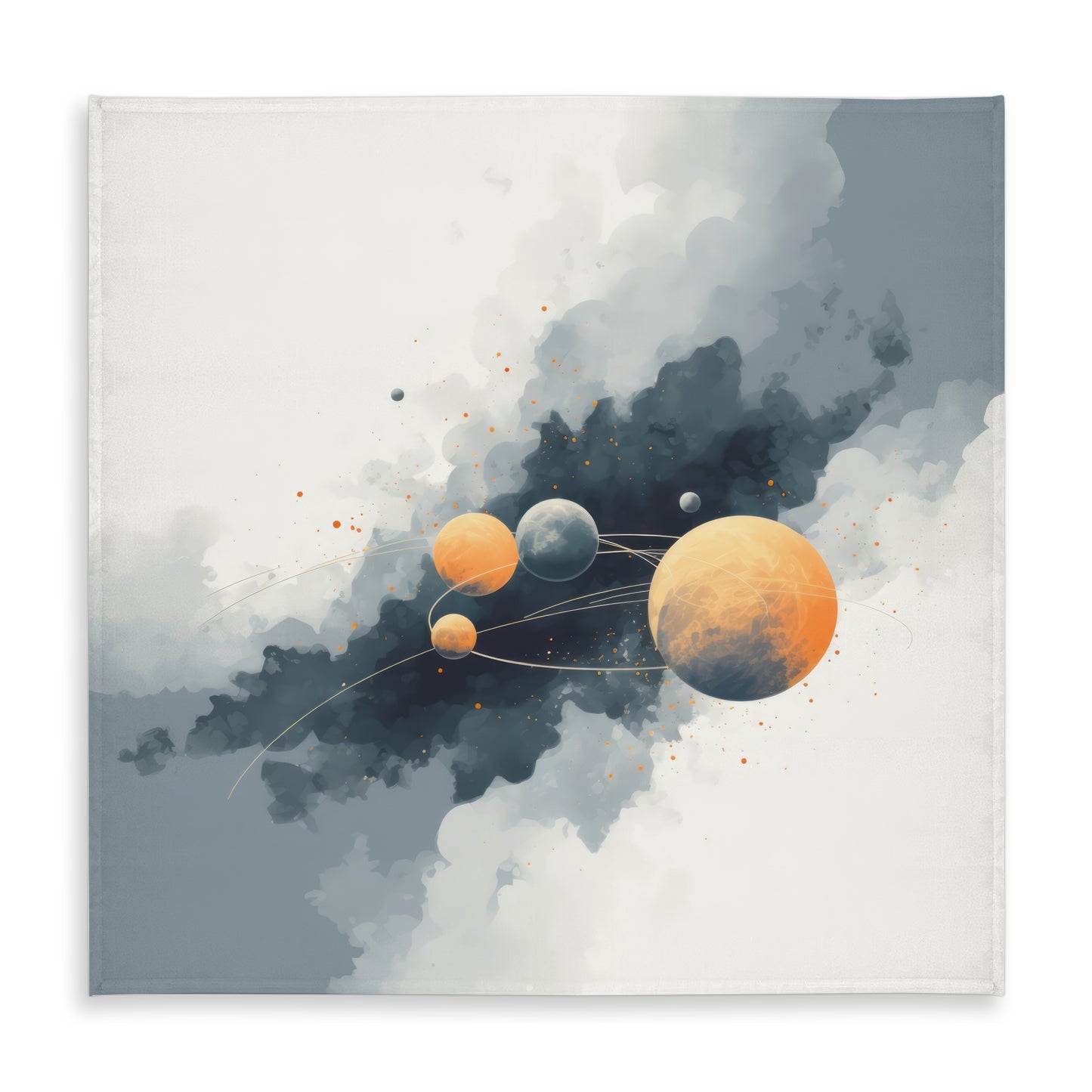 Circle of Planets Tablecloth - White Indoor Outdoor Decor