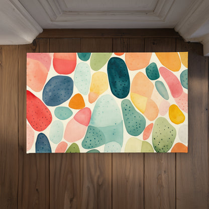 Tapis d'entrée turquoise à motifs de graines pour intérieur/extérieur | Décoration intérieure