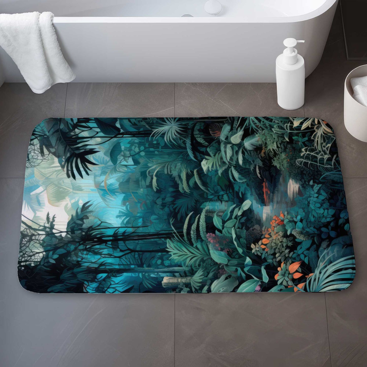 Deep in the jungle - Blue Bath Mat | Stylish Comfort