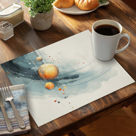 Hanging planets Blue Polyester Placemat | Home Decor Accent